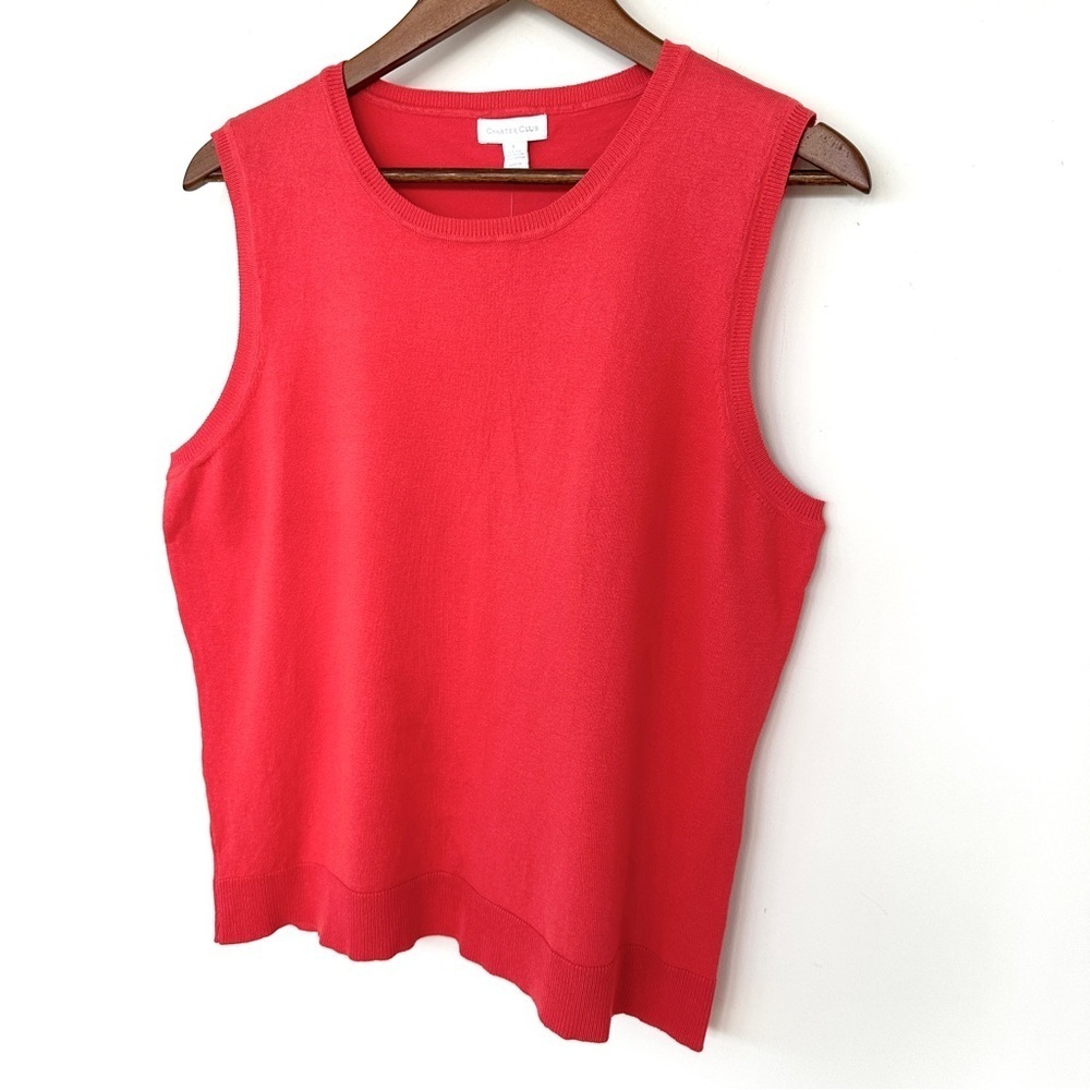 Charter Club tank top with crew neck, loose fitting, silk/cotton knit blend
